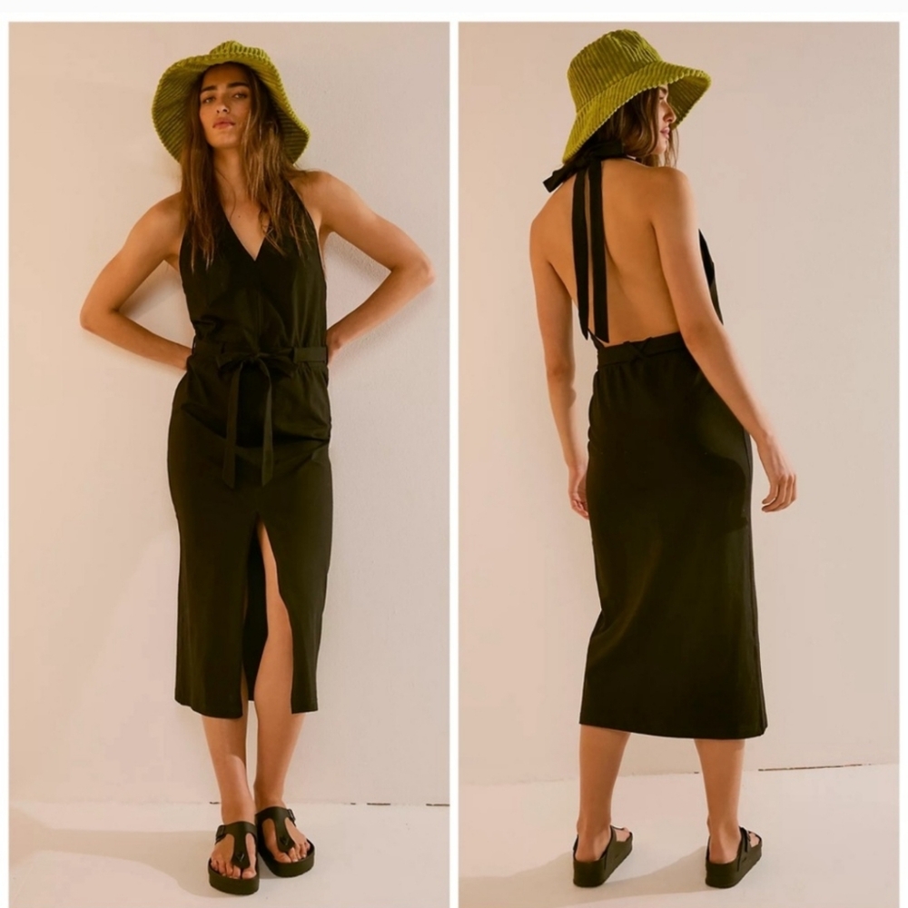 Free People Beach Randi Midi Dress in Black